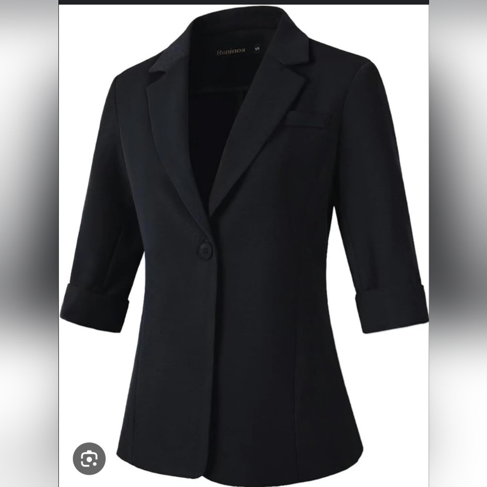 Tahari Women's Black Single Button Blazer Elbow Sleeves Size 8